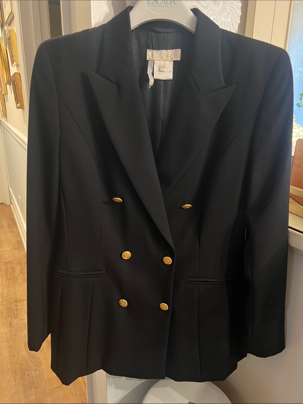 Vintage ESCADA Double Breasted Dark Navy Blue Blazer EEEUC